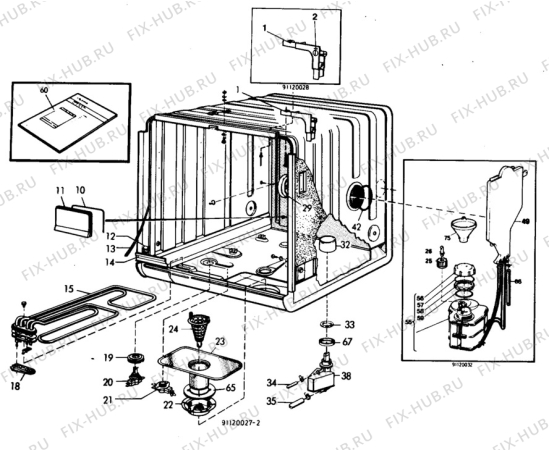 Взрыв-схема посудомоечной машины Atlas AOI2815 - Схема узла W10 Housing A